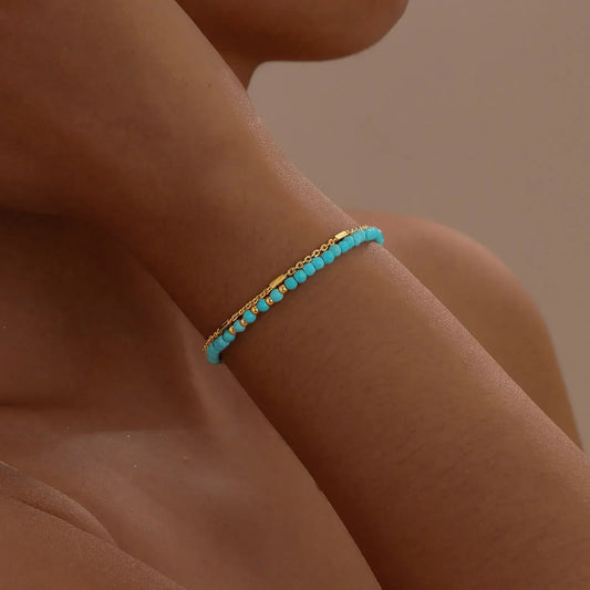 Stralende Gouden Turquoise Kettingarmband