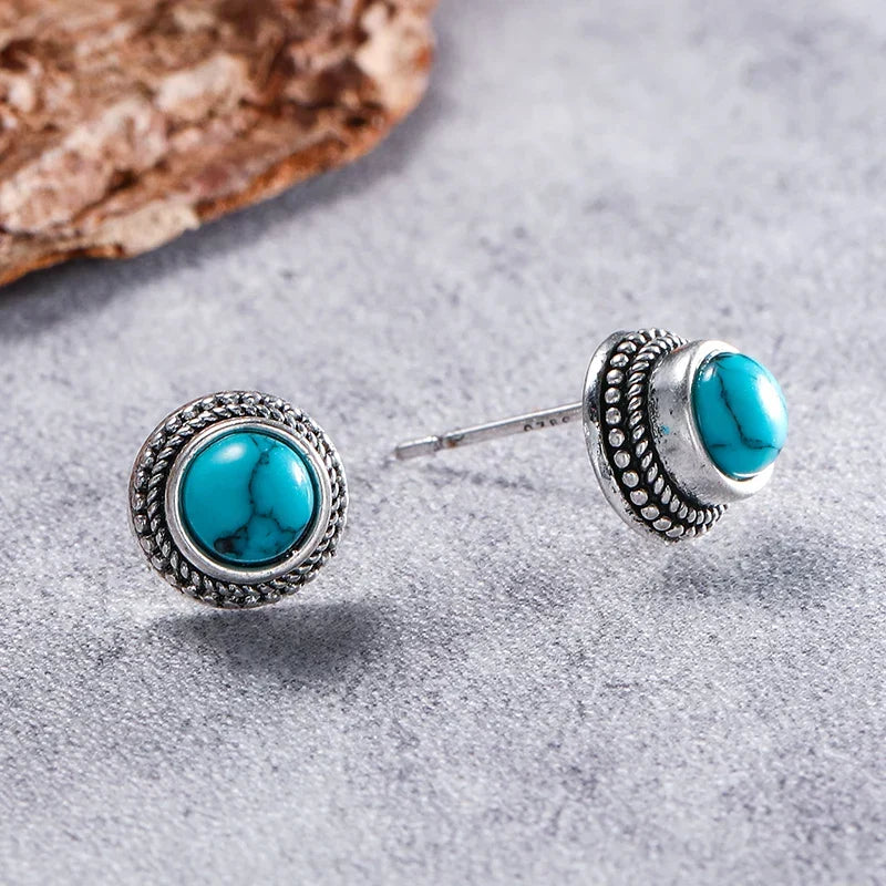 Klassieke Turquoise Stud Oorbellen
