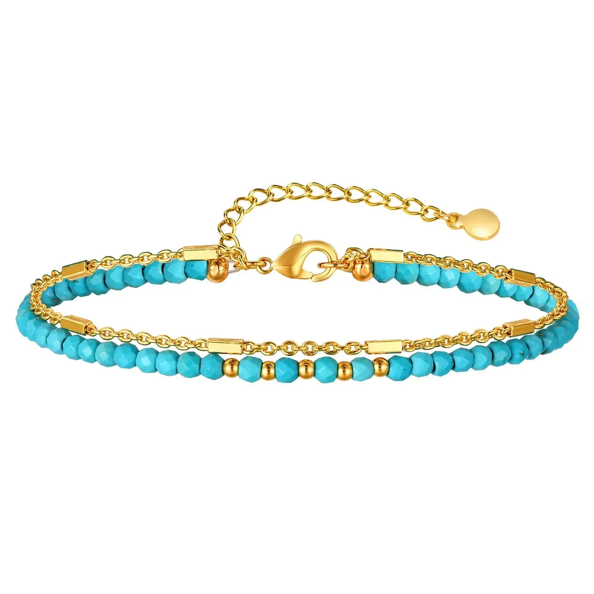 Stralende Gouden Turquoise Kettingarmband