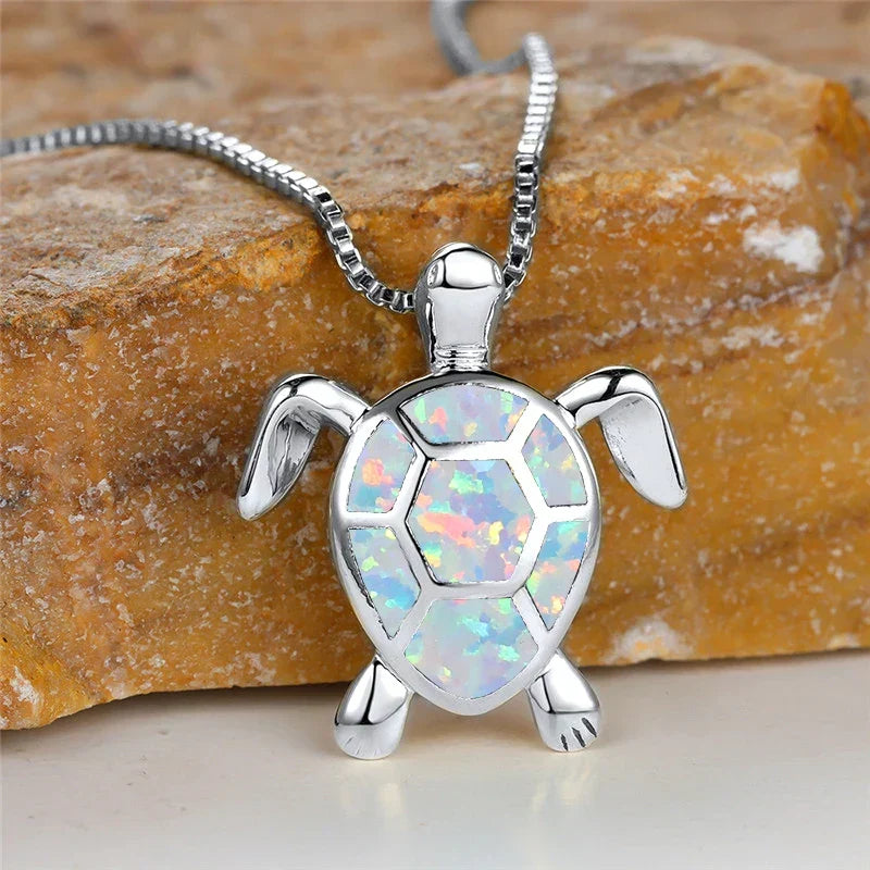 Vintage Groene Vuur Opal Schildpad Hanger