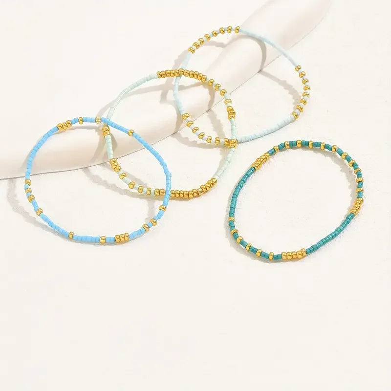 Subtiele Turquoise Kralenarmband Set