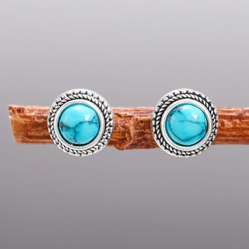 Klassieke Turquoise Stud Oorbellen