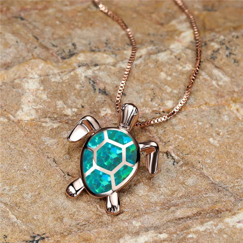 Vintage Groene Vuur Opal Schildpad Hanger