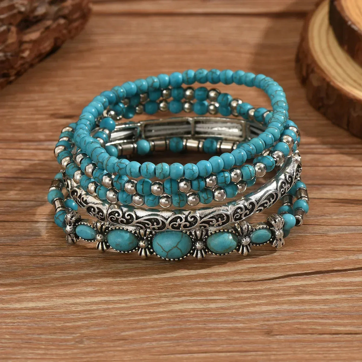 Premium Turquoise Kralenarmband Set