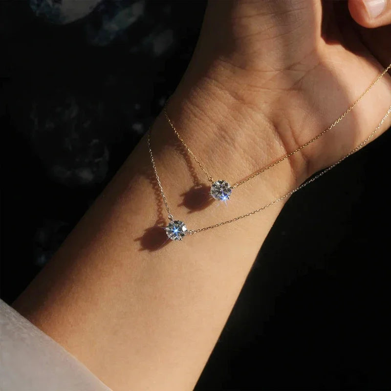 Elegante Solitaire Ketting met Kristal