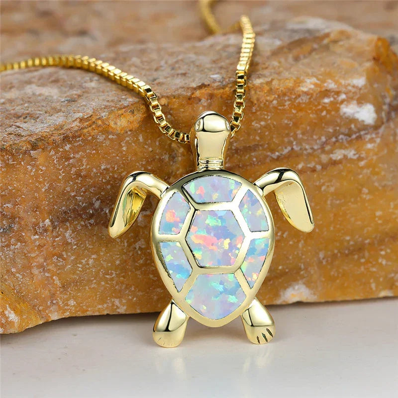 Vintage Groene Vuur Opal Schildpad Hanger
