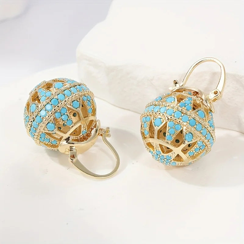 Gouden Turquoise Mandala Oorbellen