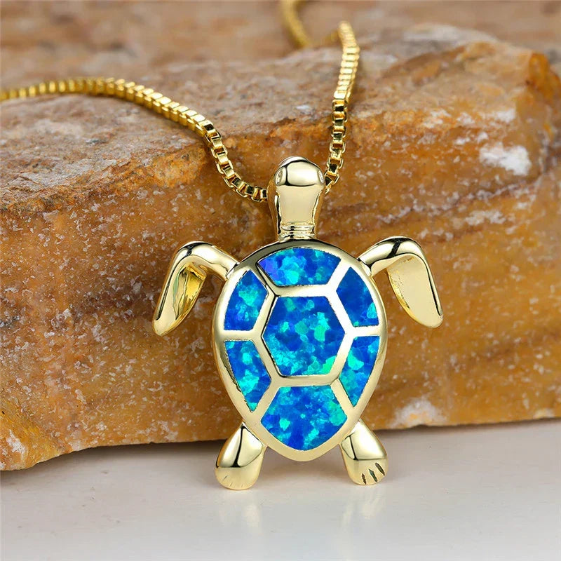 Vintage Groene Vuur Opal Schildpad Hanger