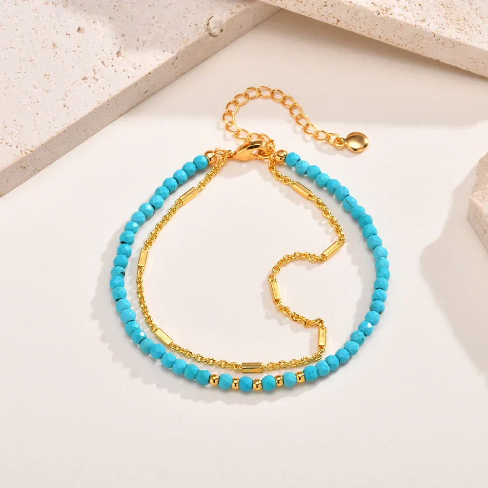 Stralende Gouden Turquoise Kettingarmband