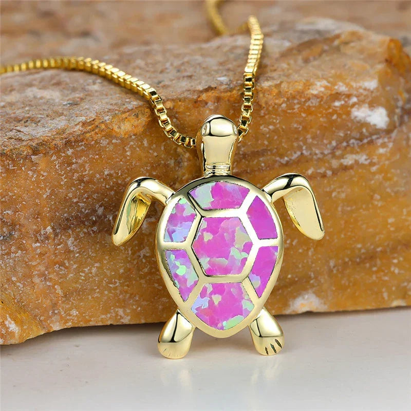 Vintage Groene Vuur Opal Schildpad Hanger