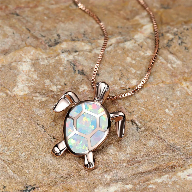 Vintage Groene Vuur Opal Schildpad Hanger