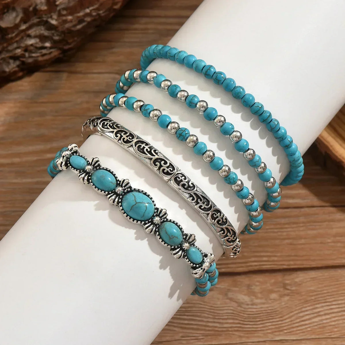 Premium Turquoise Kralenarmband Set