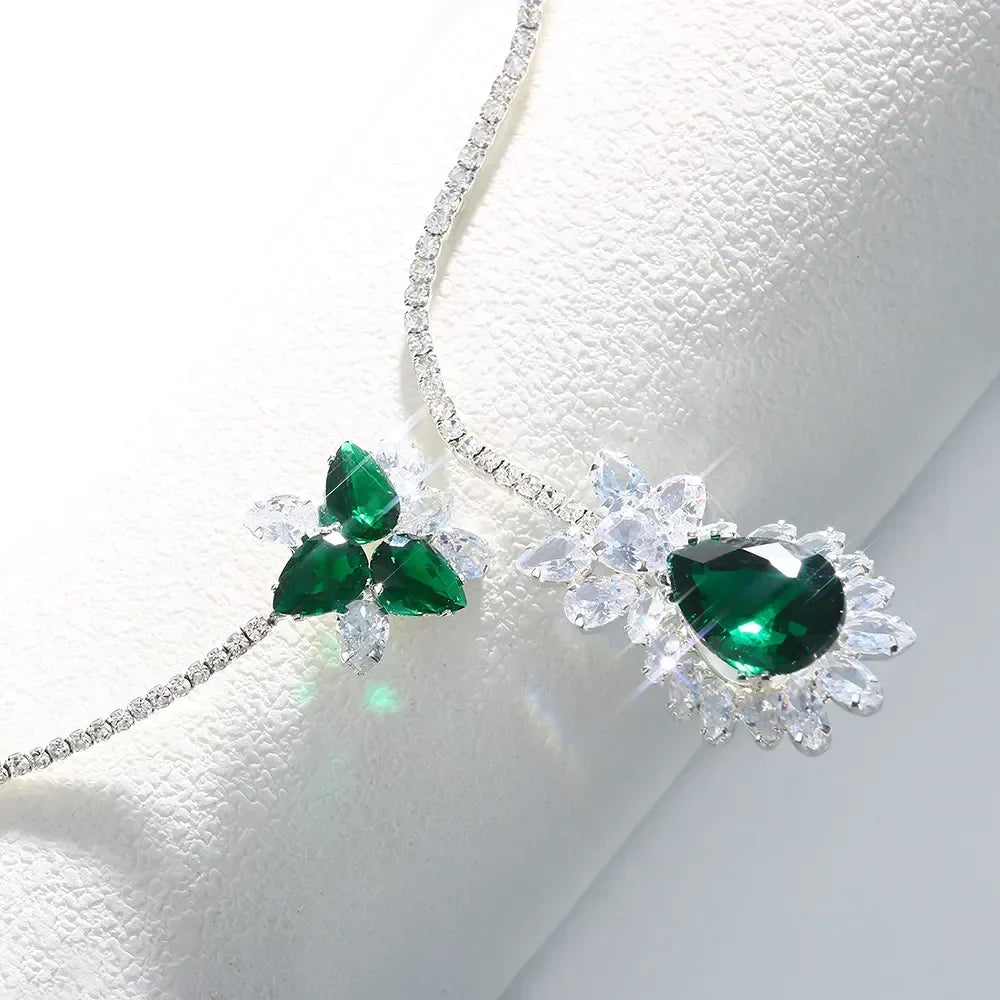 Vintage Collier Bloesem van Smaragd