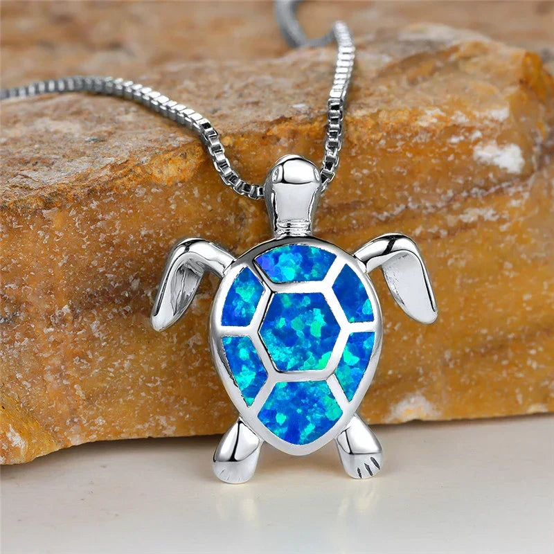 Vintage Groene Vuur Opal Schildpad Hanger
