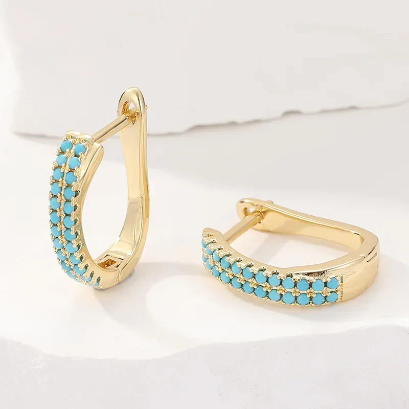 Turquoise Klassieke Hoops Oorbellen