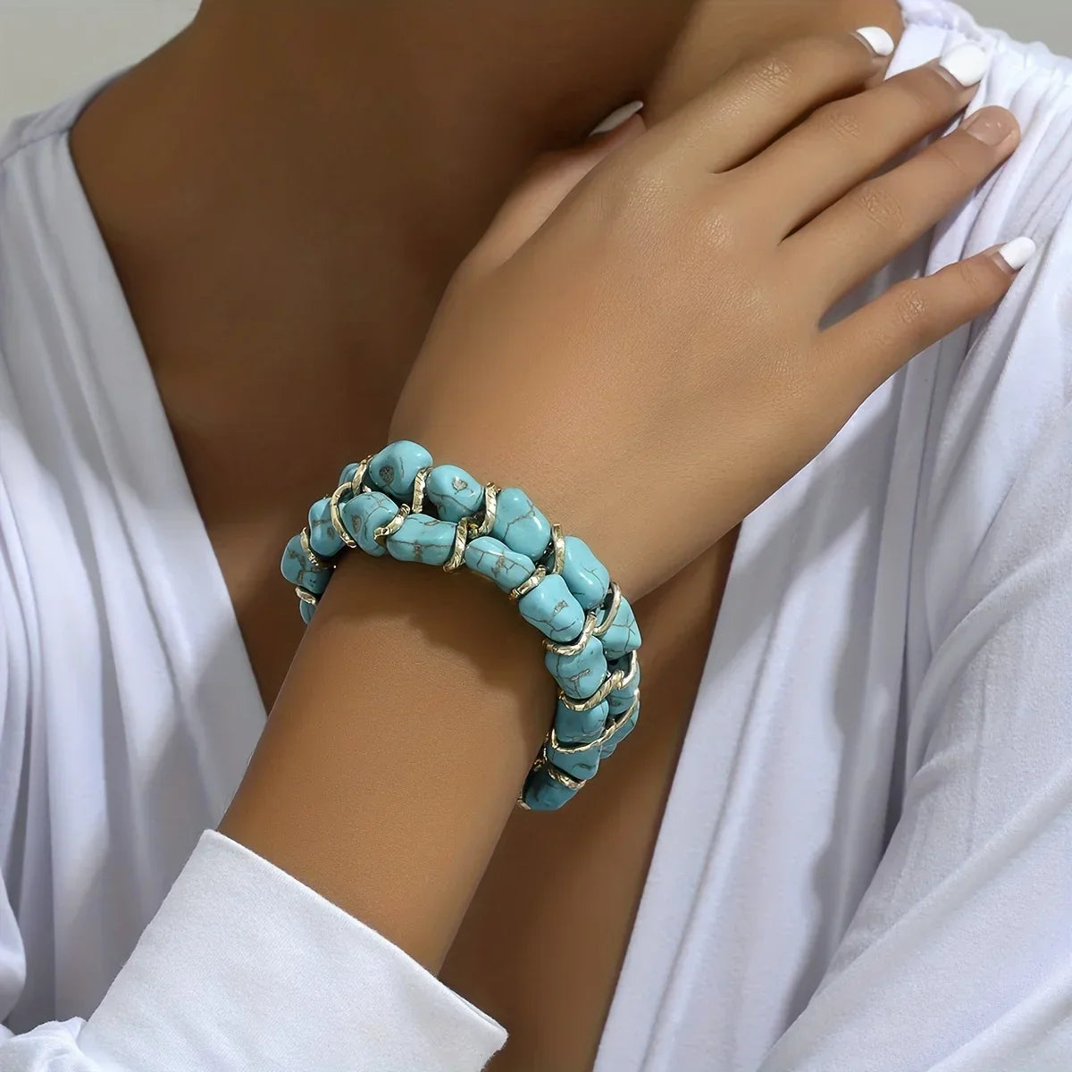 Elegante Turquoise Gouden Armband