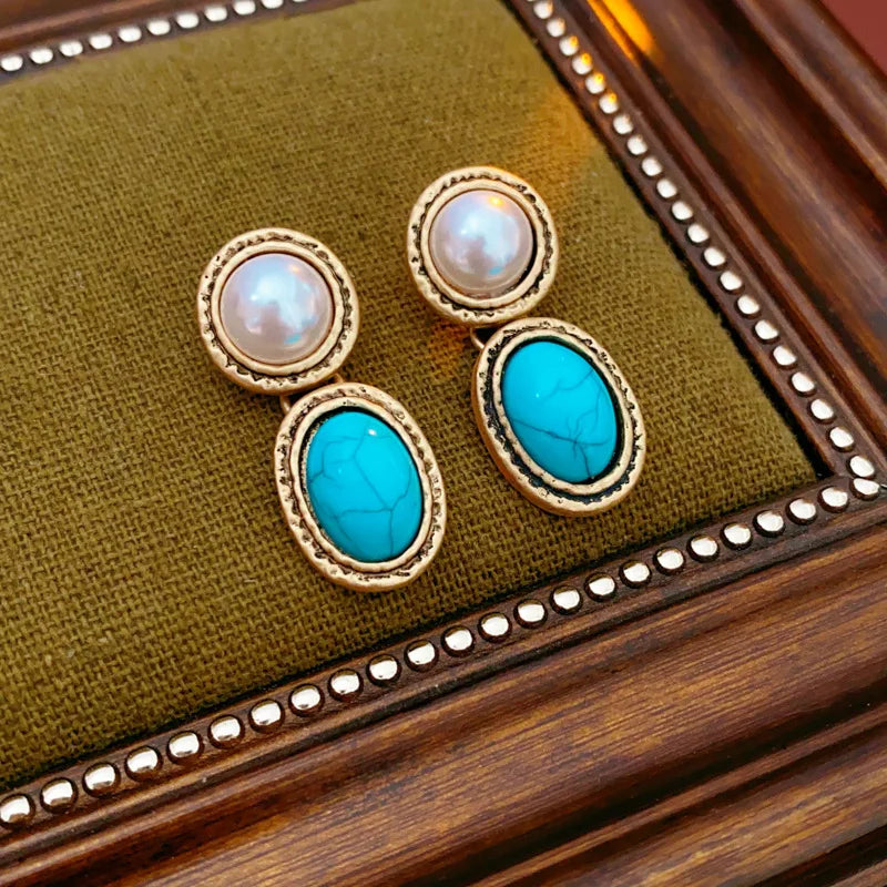 Antiek Turquoise Parel Set