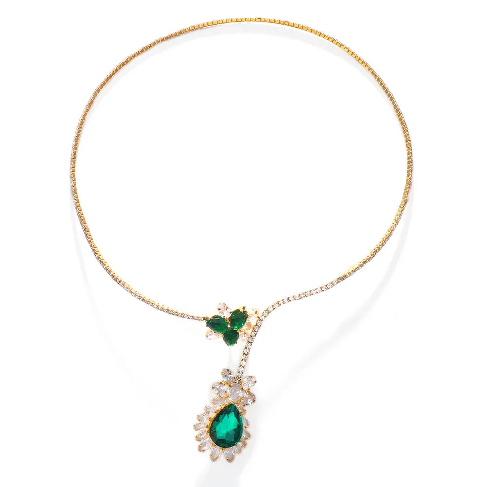 Vintage Collier Bloesem van Smaragd
