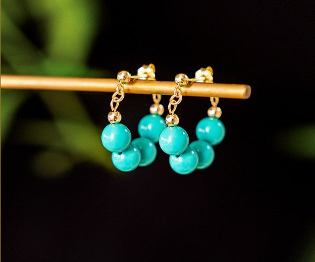 Premium Turquoise Kunst Hoepel Oorbellen