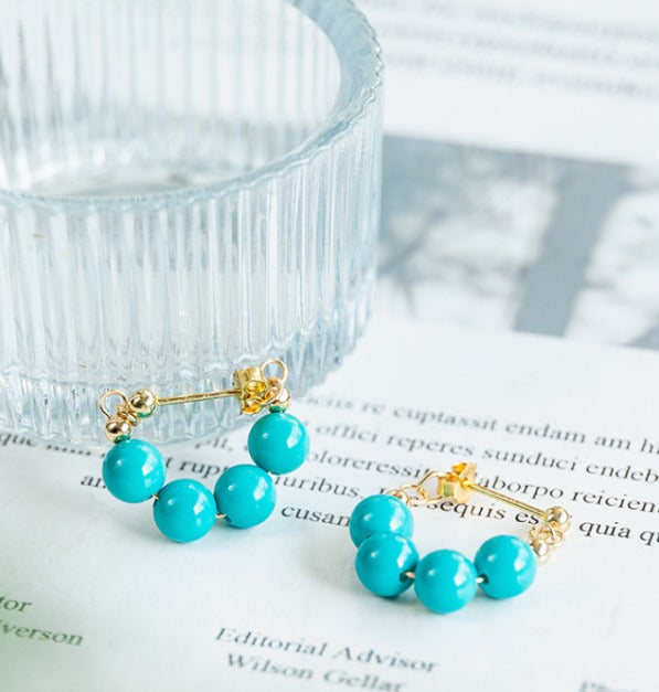 Premium Turquoise Kunst Hoepel Oorbellen