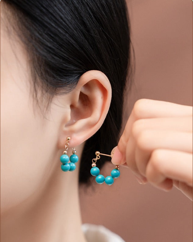 Premium Turquoise Kunst Hoepel Oorbellen