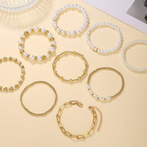 Premium Parels Stapelarmband Set van 9