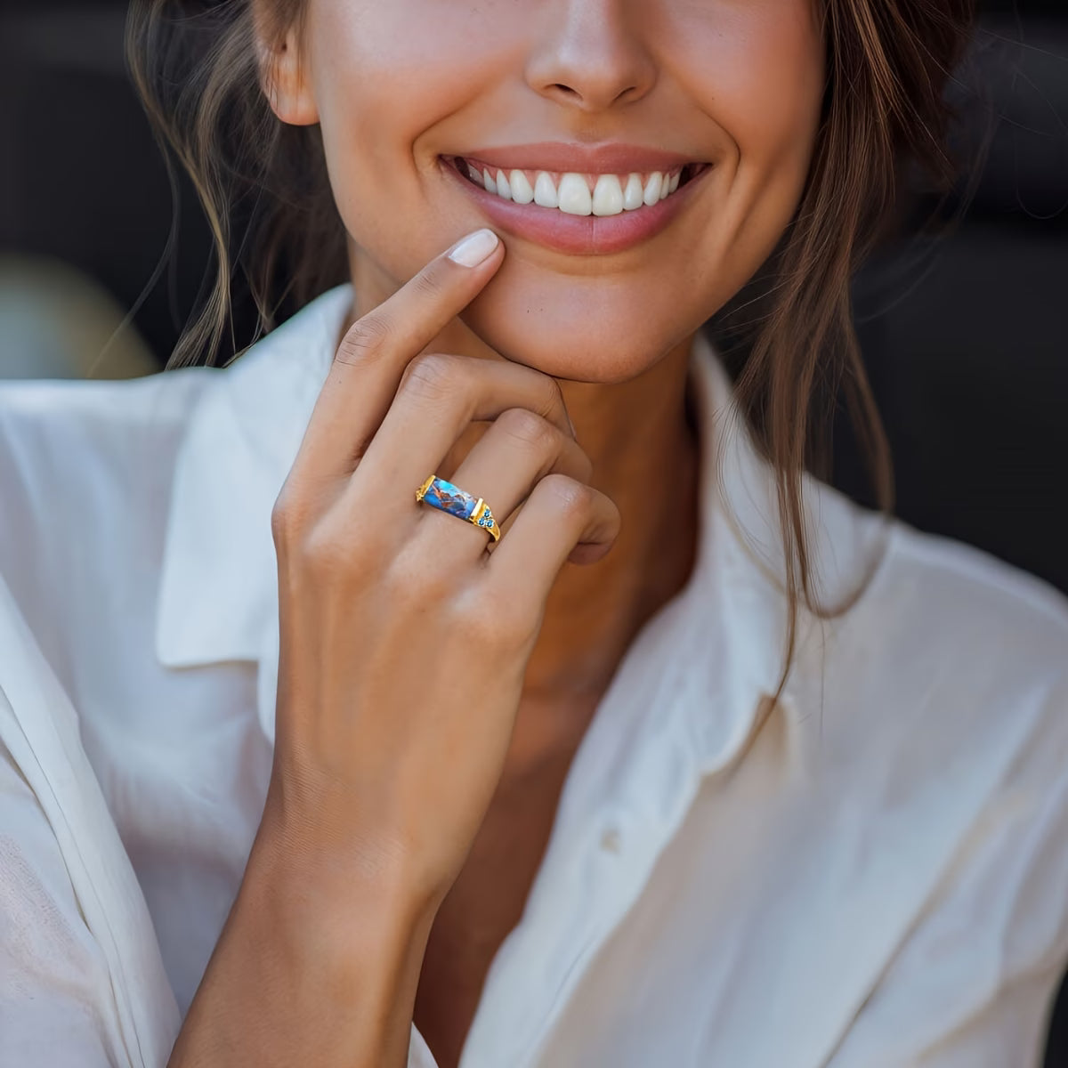 Boheemse Gouden Turquoise Ring