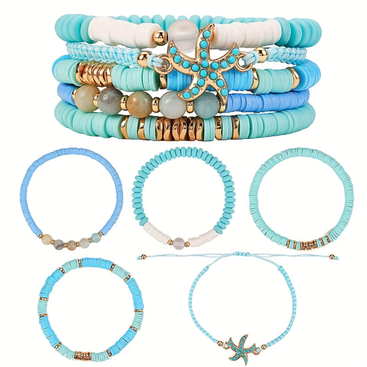Luxe Parels Coastal Armband Set van 5