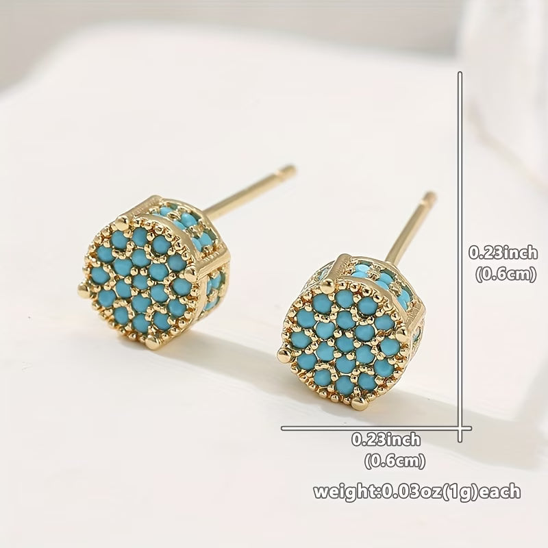 Gouden Turquoise Stud Oorbellen