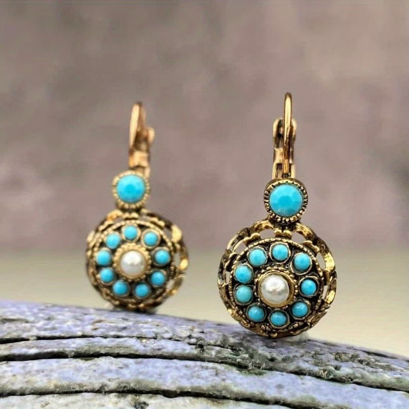 Premium Parels Bloom en Turquoise Oorbellen