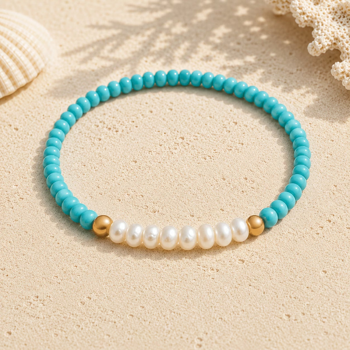 Subtiele Parelturquoise Armband