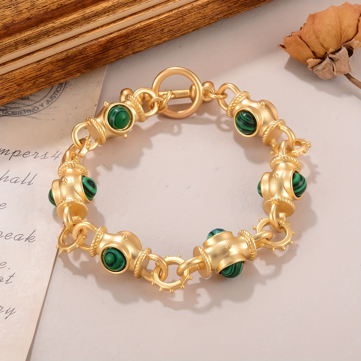 Elegante Turquoise Cabochon Link Armband