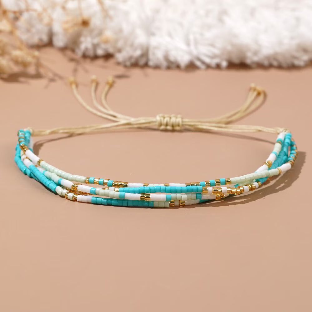 Verstelbare Turquoise en Gouden Armband