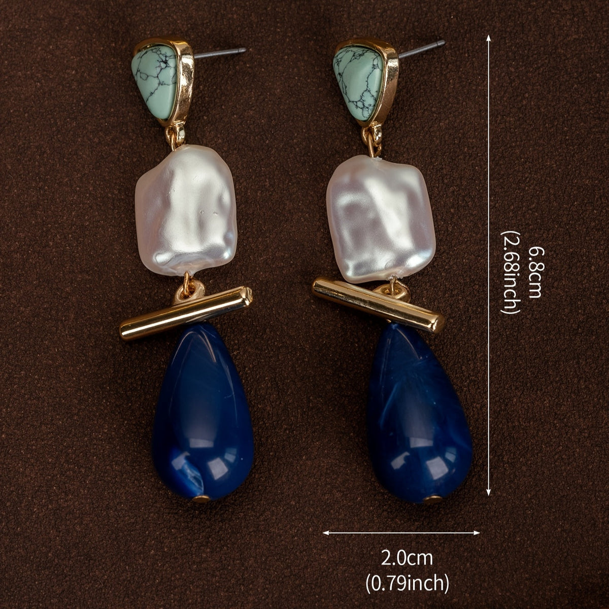 Luxe Turquoise Parel Dangle Oorbellen