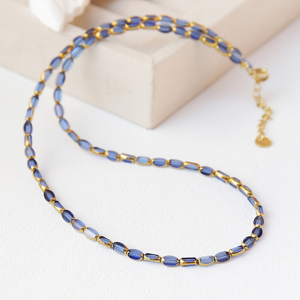 Elegante Turquoise Ovalen Kralenketting