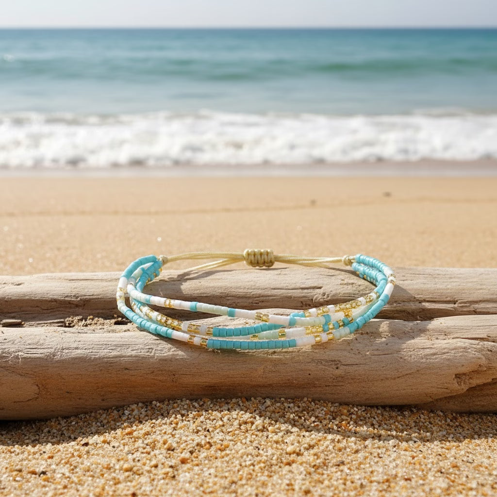 Verstelbare Turquoise en Gouden Armband