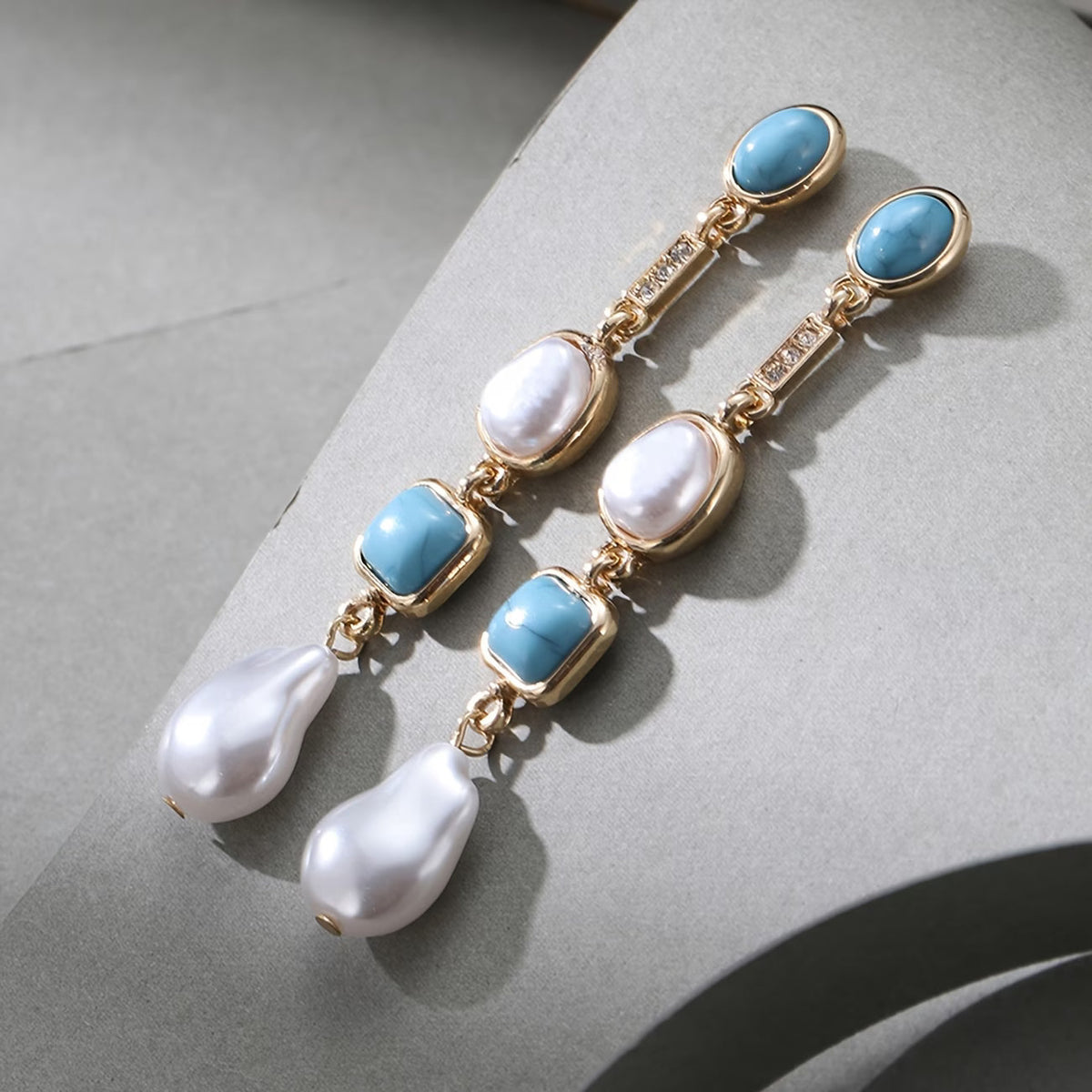 Statement Turquoise Pareloorbellen