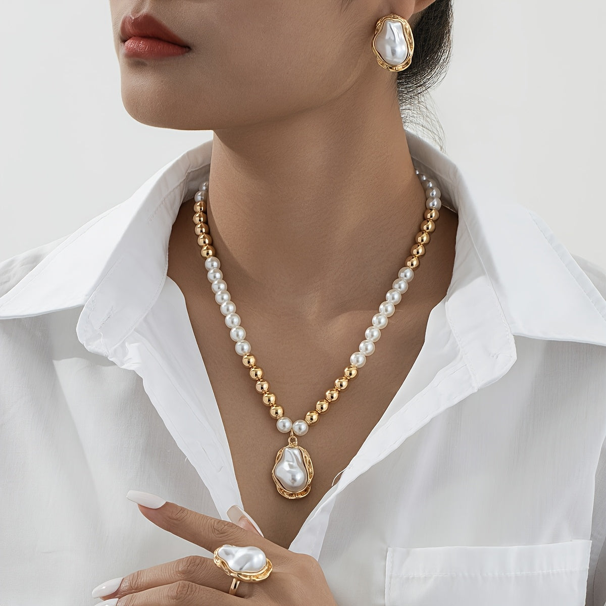 Gouden Barok Parel Sieraad Set