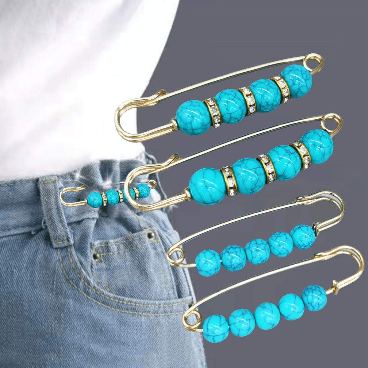 Elegante Turquoise Speld, (1 Stuk)