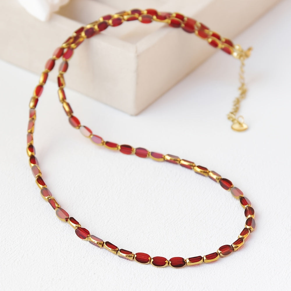 Elegante Turquoise Ovalen Kralenketting