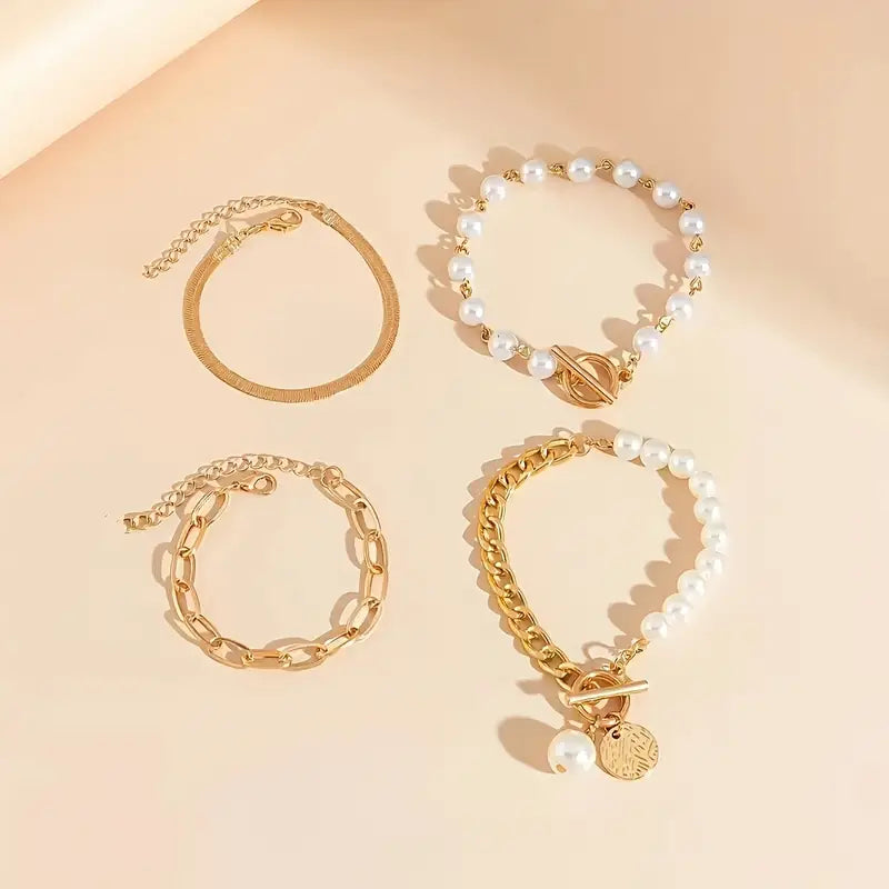 Luxe Gelaagde Parelarmband Set