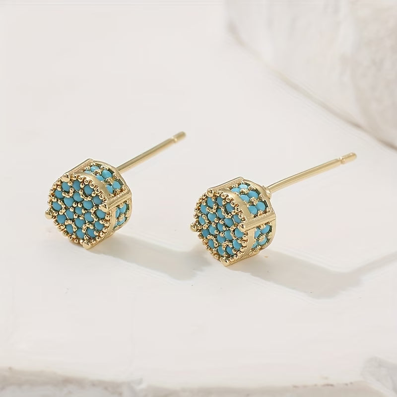 Gouden Turquoise Stud Oorbellen