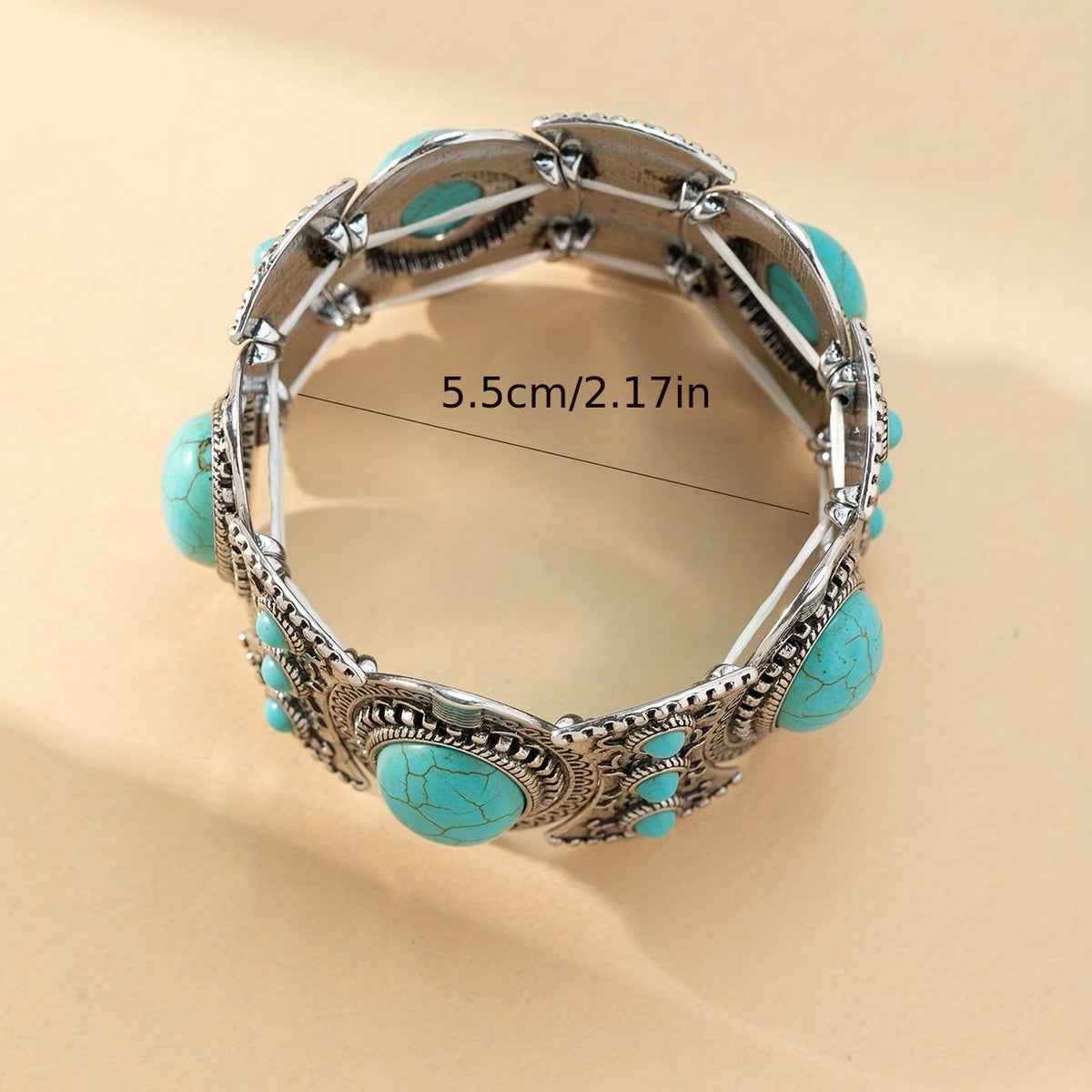 Premium Boheemse Zilveren Turquoise Armband