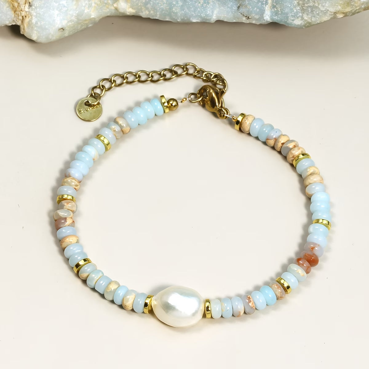 Elegante Strand Parel Turquoise Armband