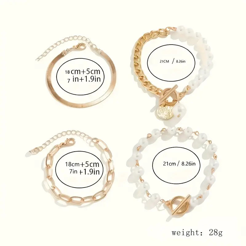 Luxe Gelaagde Parelarmband Set