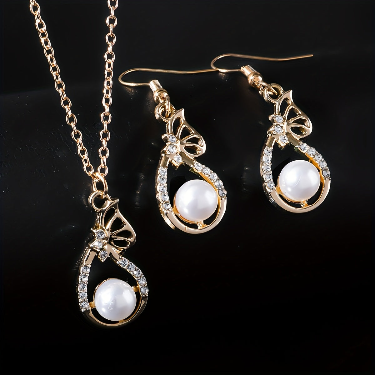 Gouden Boog Parel Sieraden Set