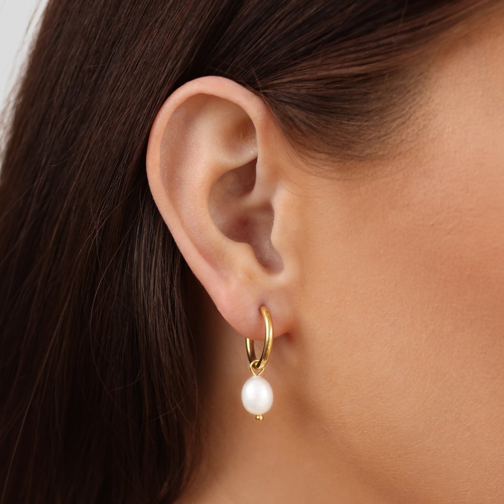 Essentiële Parel Hoops Oorbellen