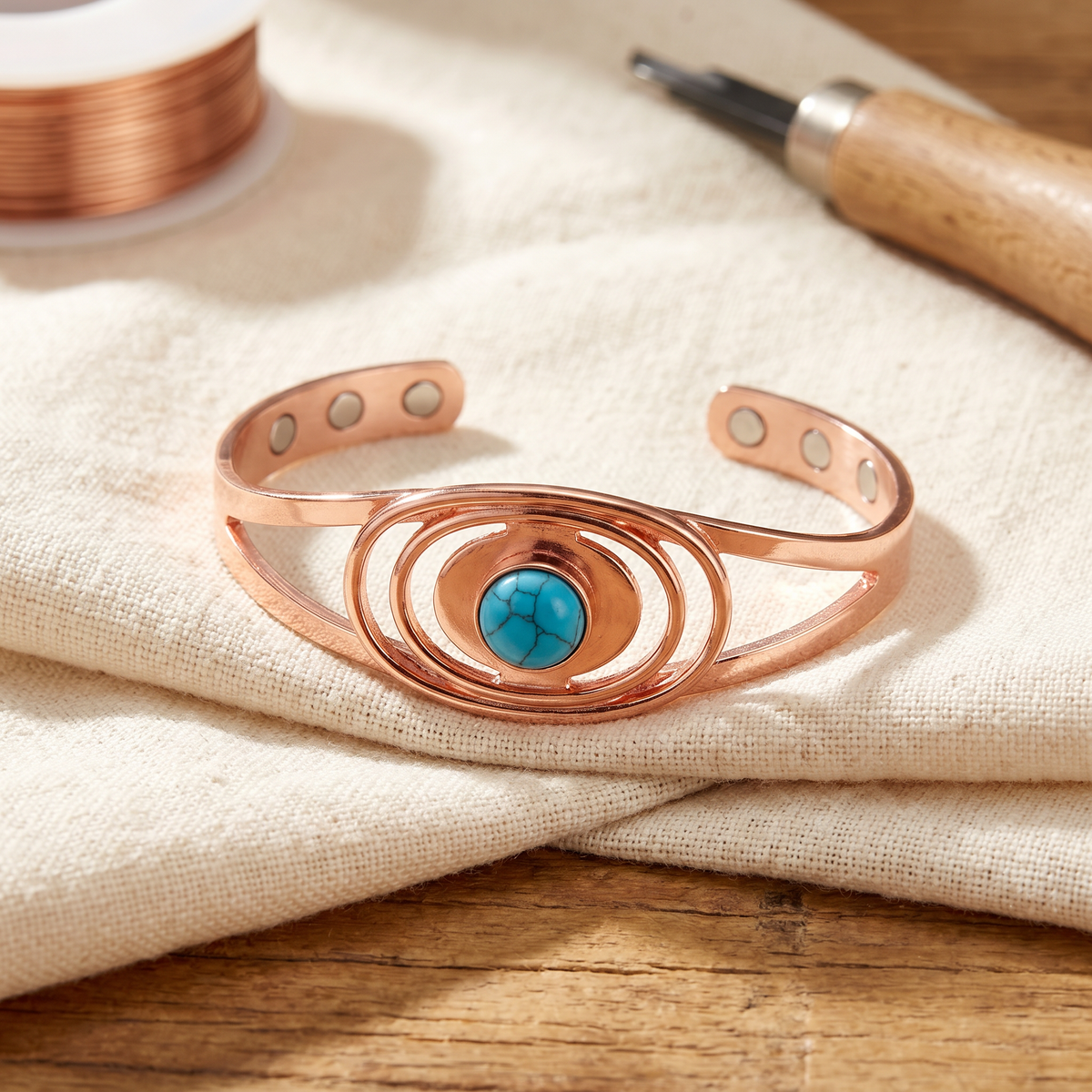 Verstelbare Turquoise Koperen Armband