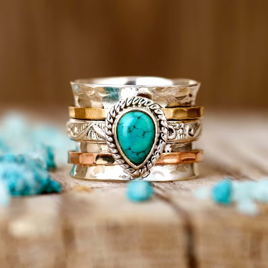 Verfijnde Turquoise Inleg Ring