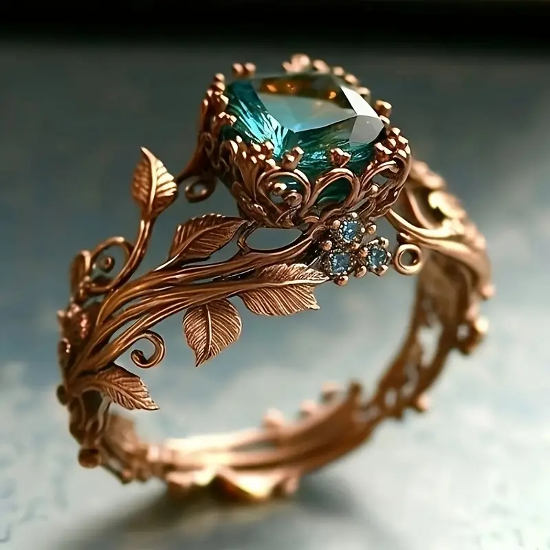Natuurlijke Ring met Groene Kristal